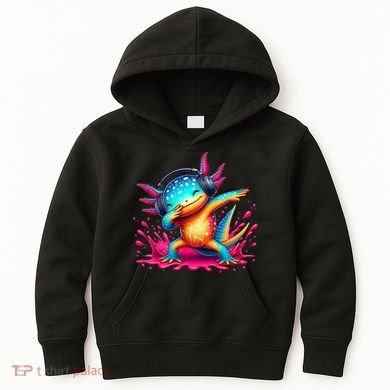 Dabbing Axolotl Kawaii Gaming Headphone  Kids Hoodie