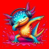Dabbing Axolotl Kawaii Gaming Headphone  Santa Hat thumb 1