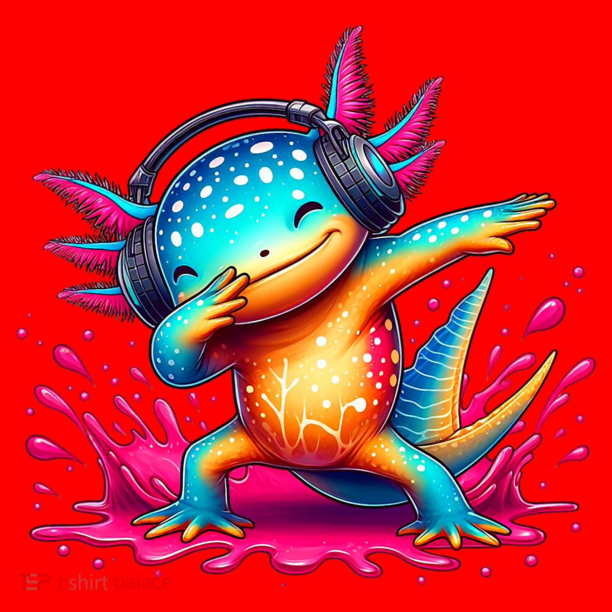Dabbing Axolotl Kawaii Gaming Headphone  Santa Hat