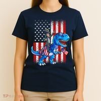 Dino Abraham Lincoln 4th Of July Shirt Boys American Flag T-Shirt thumb 4