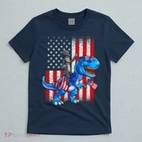 Dino Abraham Lincoln 4th Of July Shirt Boys American Flag T-Shirt thumb 5