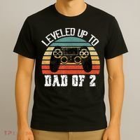 Daddy Again Leveled Up To Dad of 2 Dad T-Shirt thumb 3