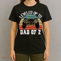 Daddy Again Leveled Up To Dad of 2 Dad T-Shirt thumb 4