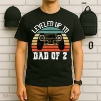 Daddy Again Leveled Up To Dad of 2 Dad T-Shirt thumb 6