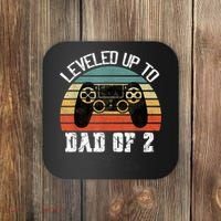 Daddy Again Leveled Up To Dad of 2 Dad Coaster thumb 0
