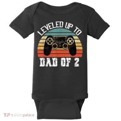 Daddy Again Leveled Up To Dad of 2 Dad Baby Bodysuit