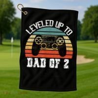 Daddy Again Leveled Up To Dad of 2 Dad Golf Towel thumb 1