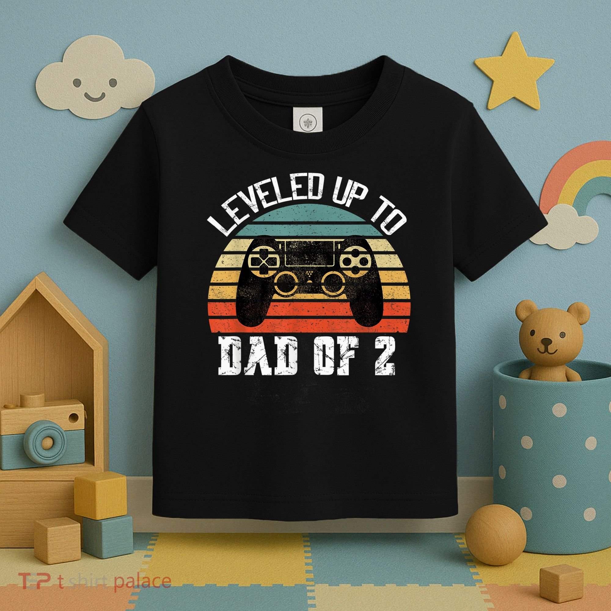 Daddy Again Leveled Up To Dad of 2 Dad Toddler T-Shirt