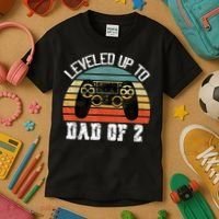 Daddy Again Leveled Up To Dad of 2 Dad Kids T-Shirt thumb 3