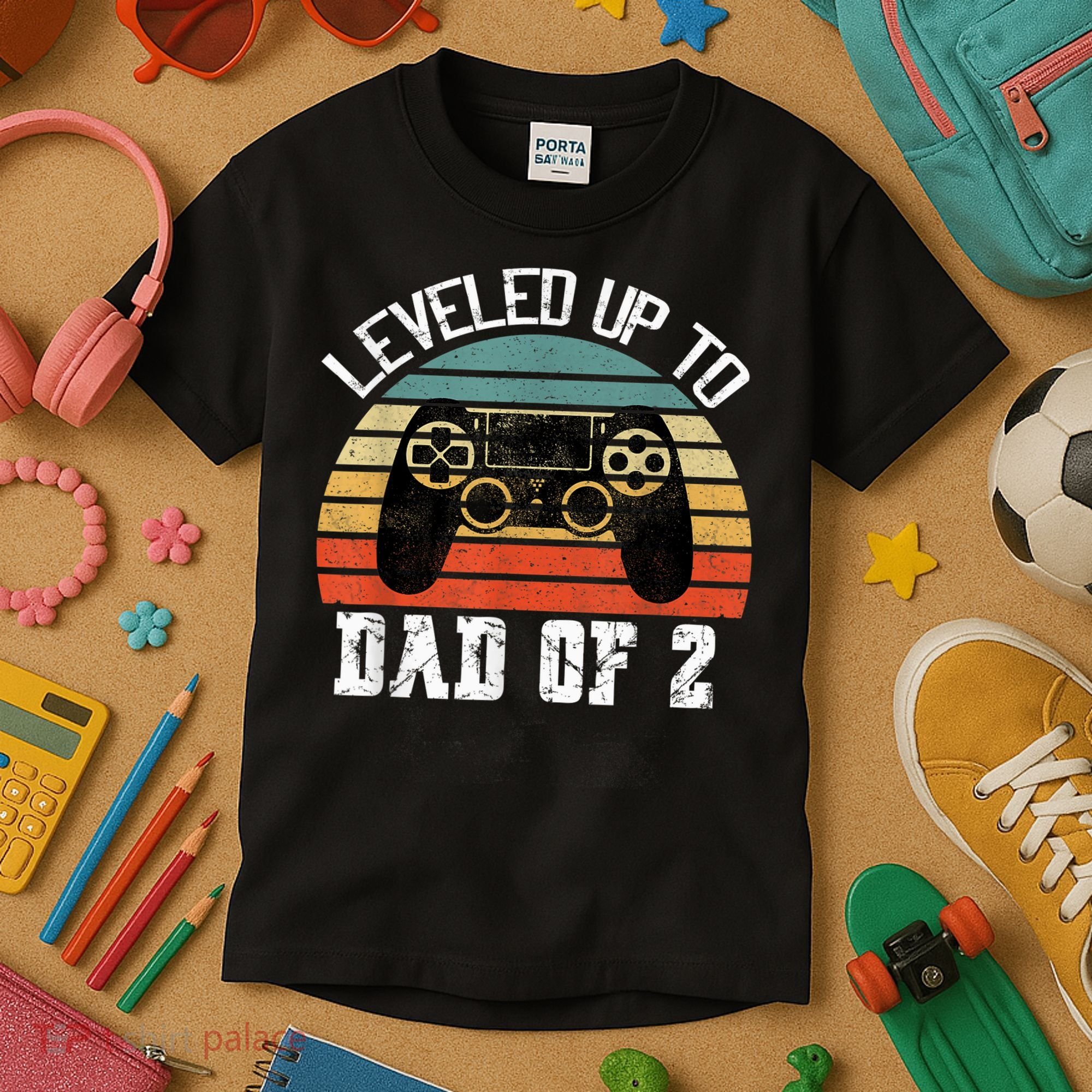Daddy Again Leveled Up To Dad of 2 Dad Kids T-Shirt