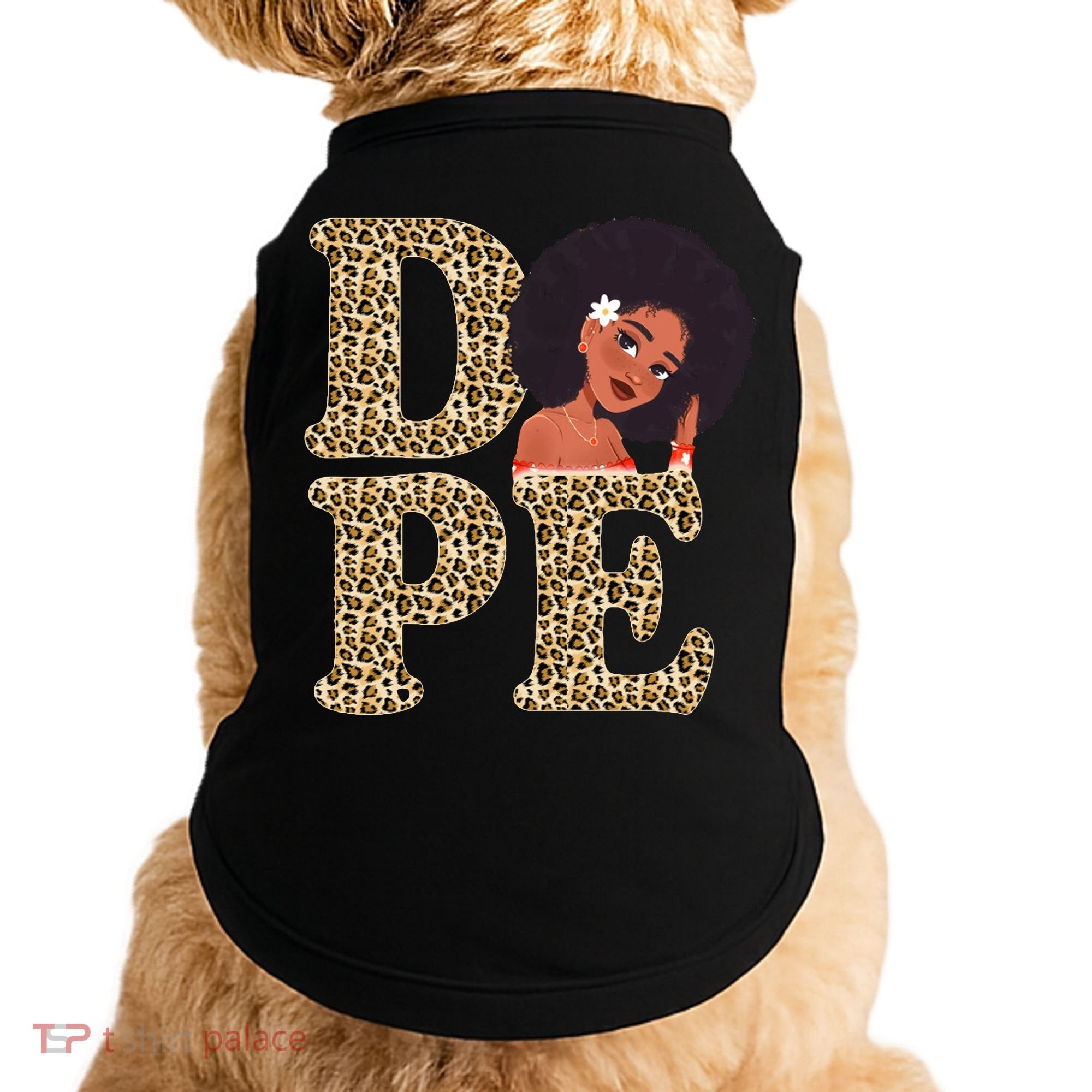 Dope Afro Lady Cute Leopard Doggie Tank