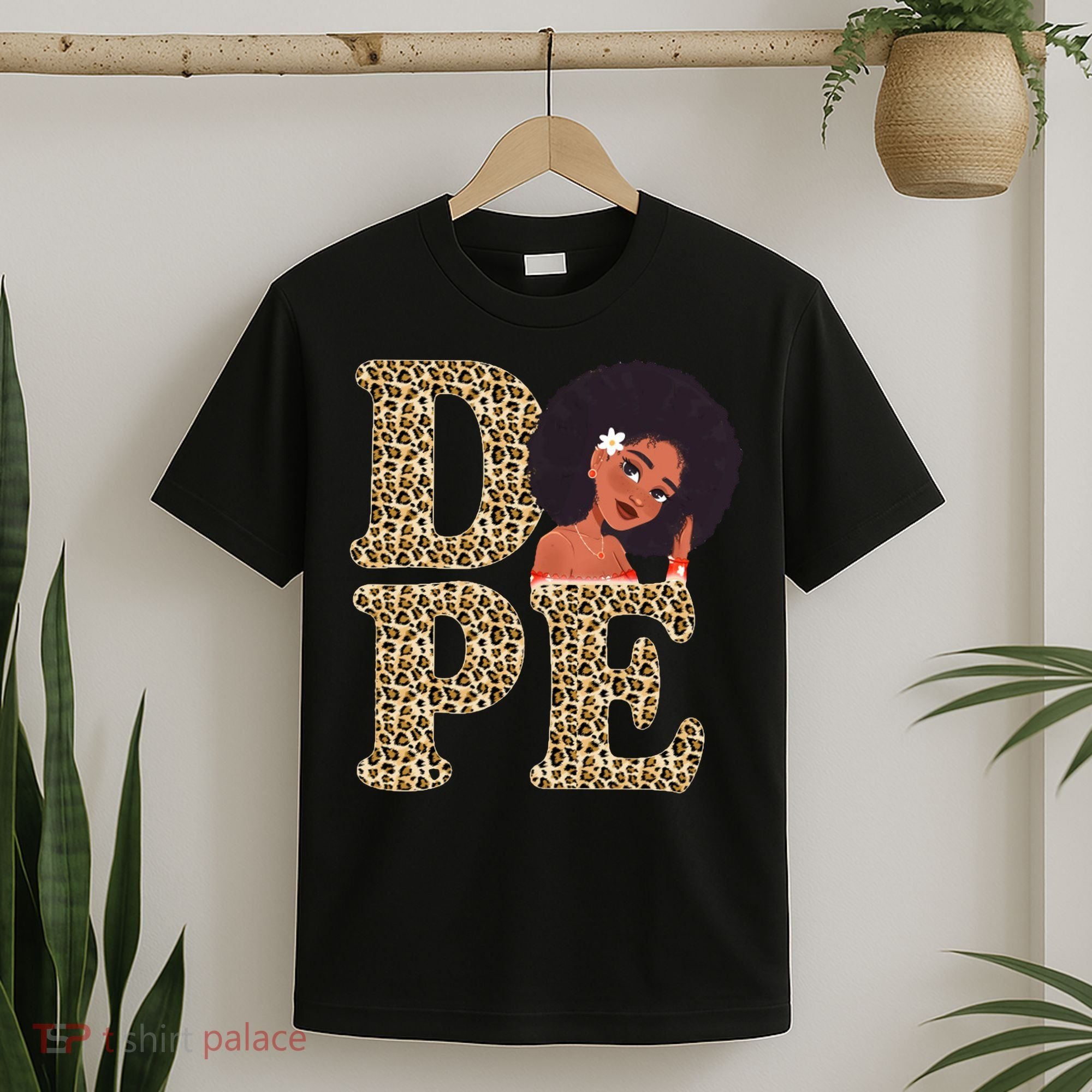 Dope Afro Lady Cute Leopard T-Shirt