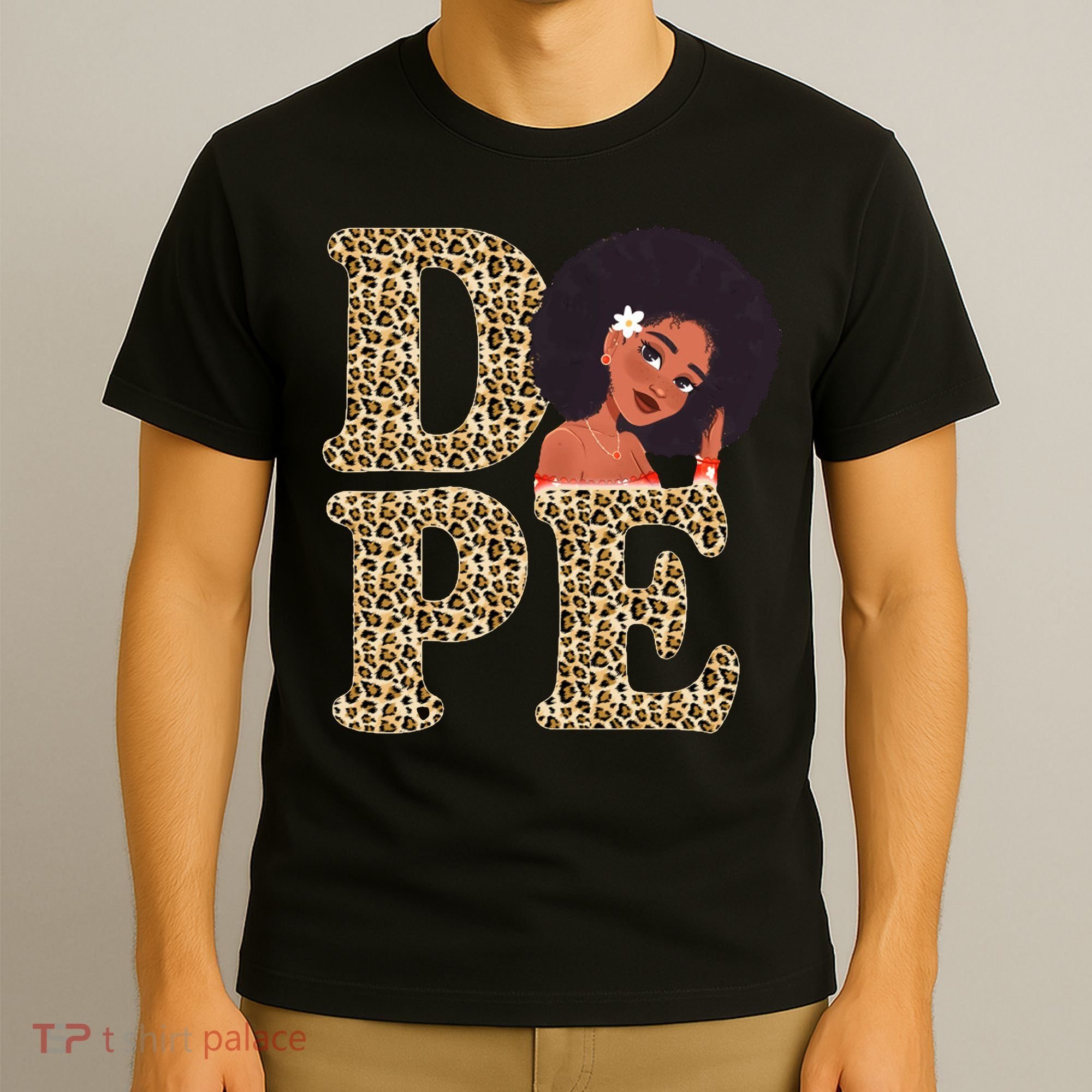 Dope Afro Lady Cute Leopard T-Shirt