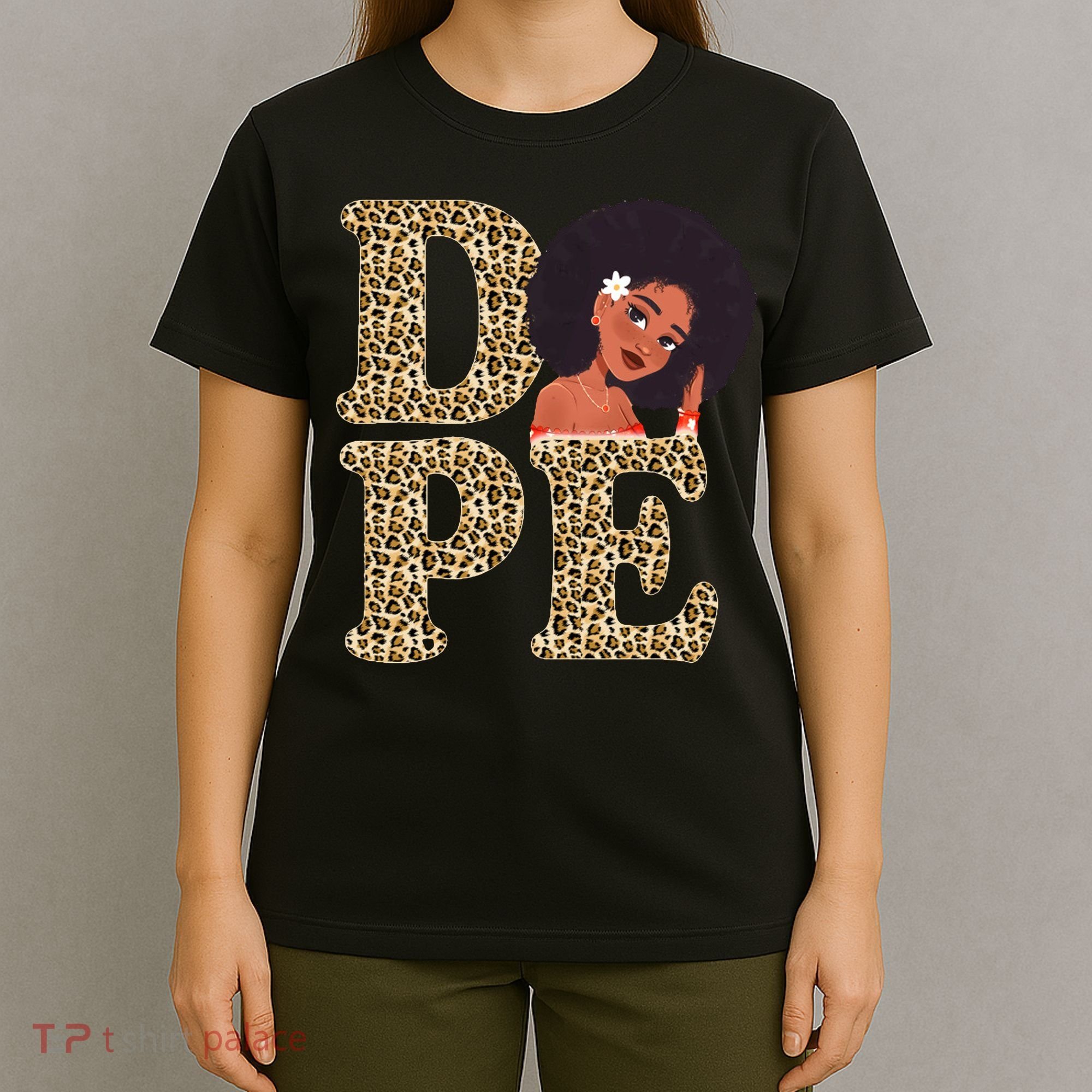 Dope Afro Lady Cute Leopard T-Shirt