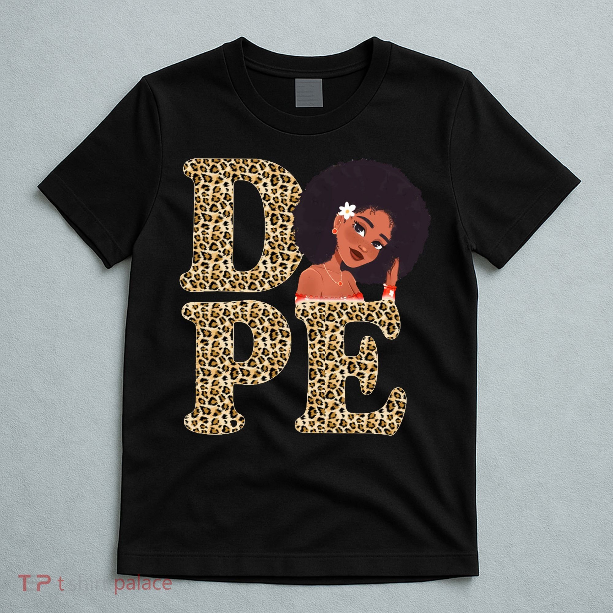 Dope Afro Lady Cute Leopard T-Shirt