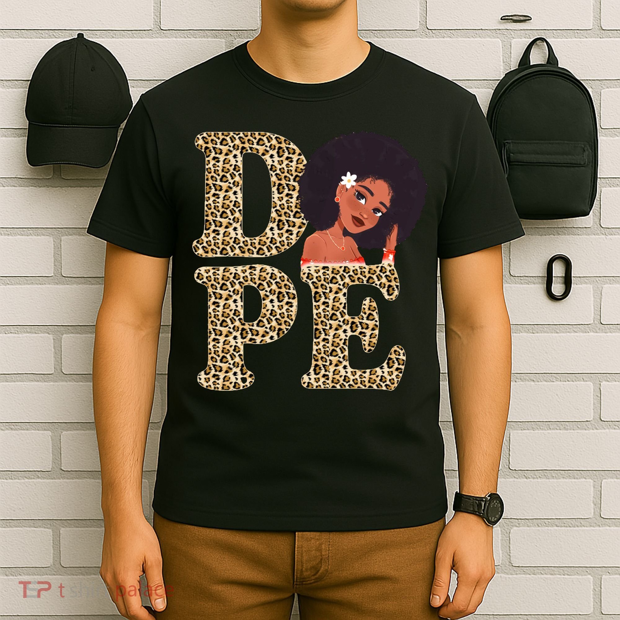 Dope Afro Lady Cute Leopard T-Shirt