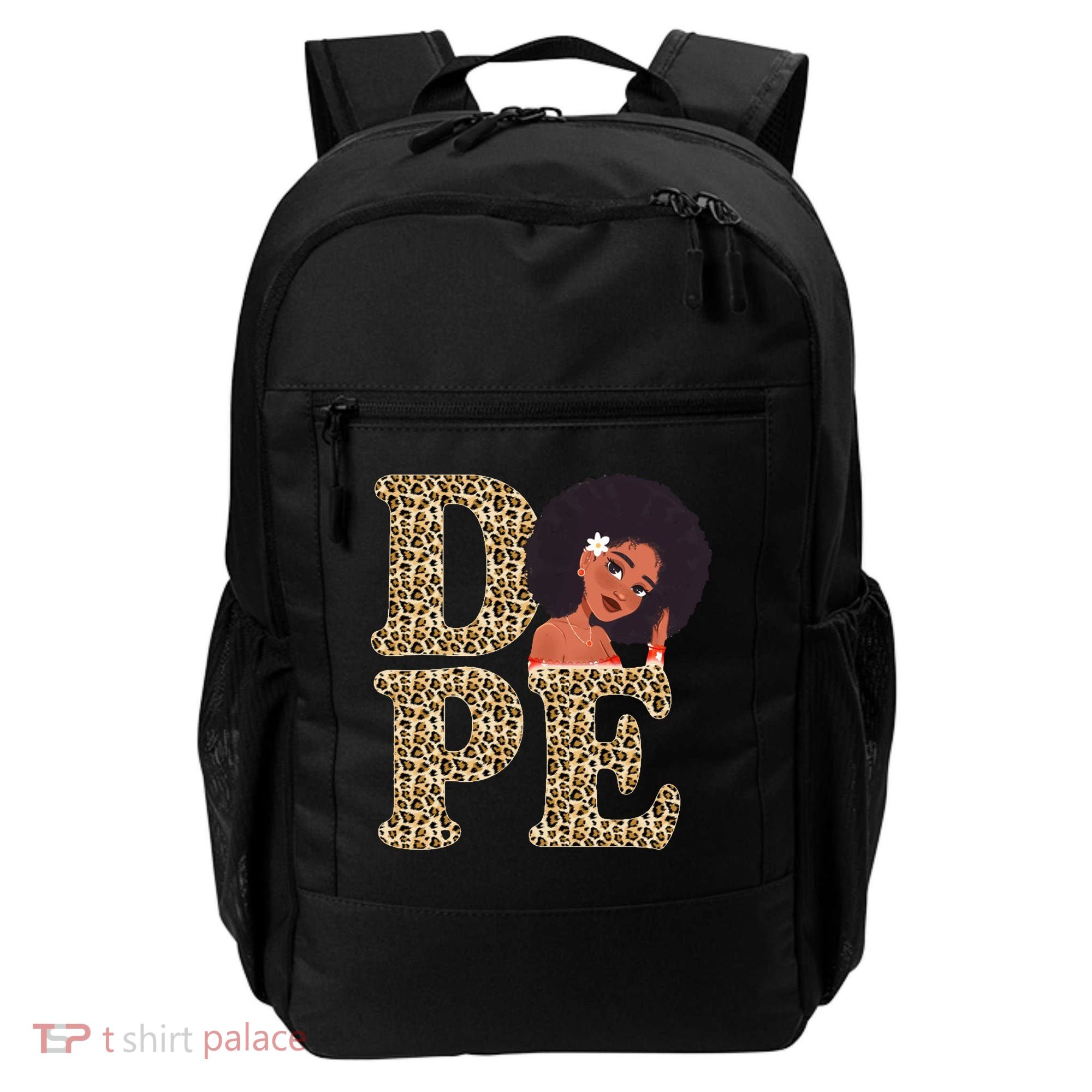 Dope Afro Lady Cute Leopard Backpack