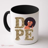 Dope Afro Lady Cute Leopard Coffee Mug thumb 0