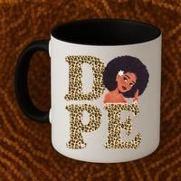 Dope Afro Lady Cute Leopard Coffee Mug thumb 2