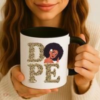 Dope Afro Lady Cute Leopard Coffee Mug thumb 3