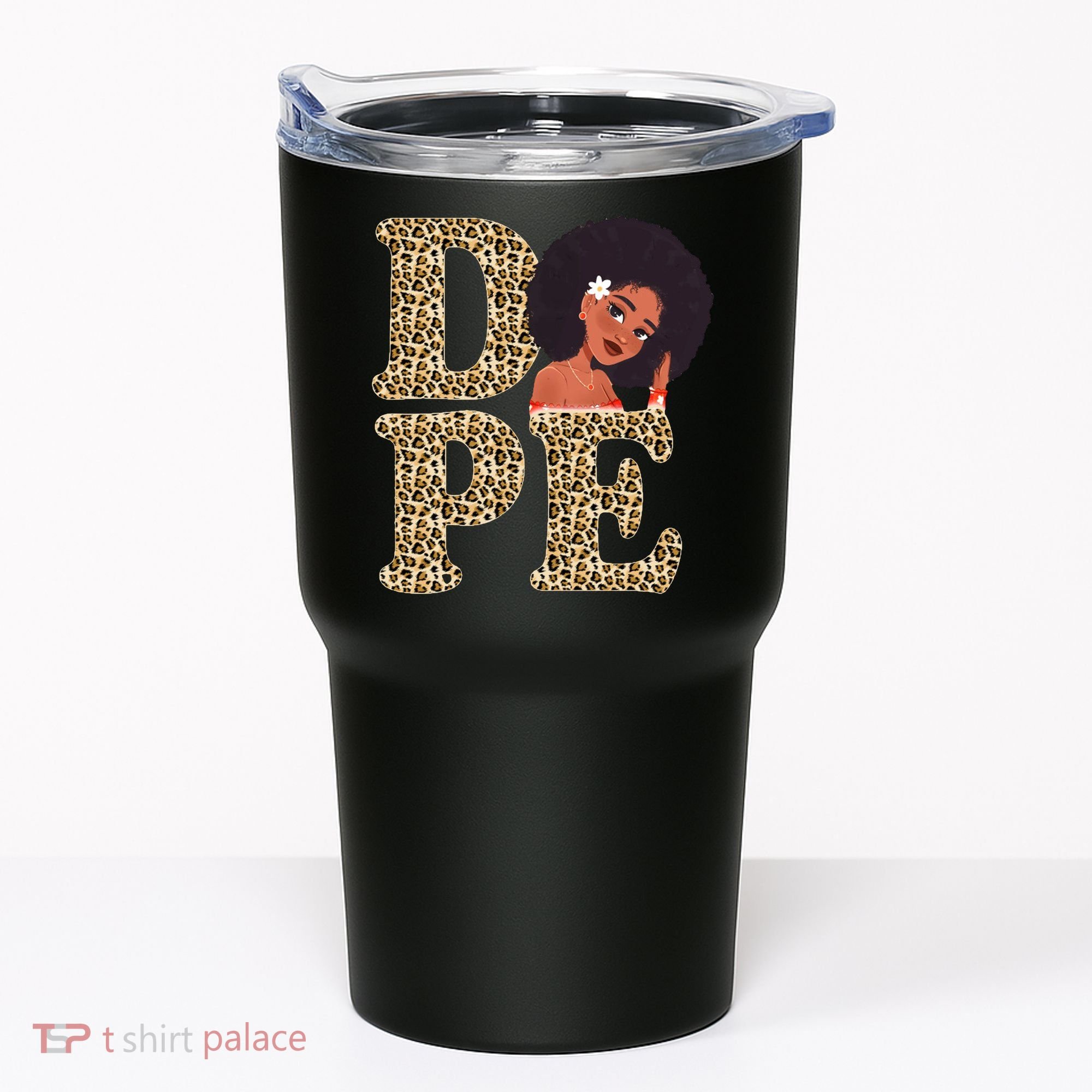 Dope Afro Lady Cute Leopard Tumbler