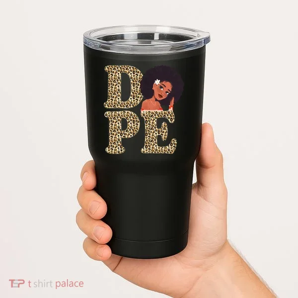 Dope Afro Lady Cute Leopard Tumbler