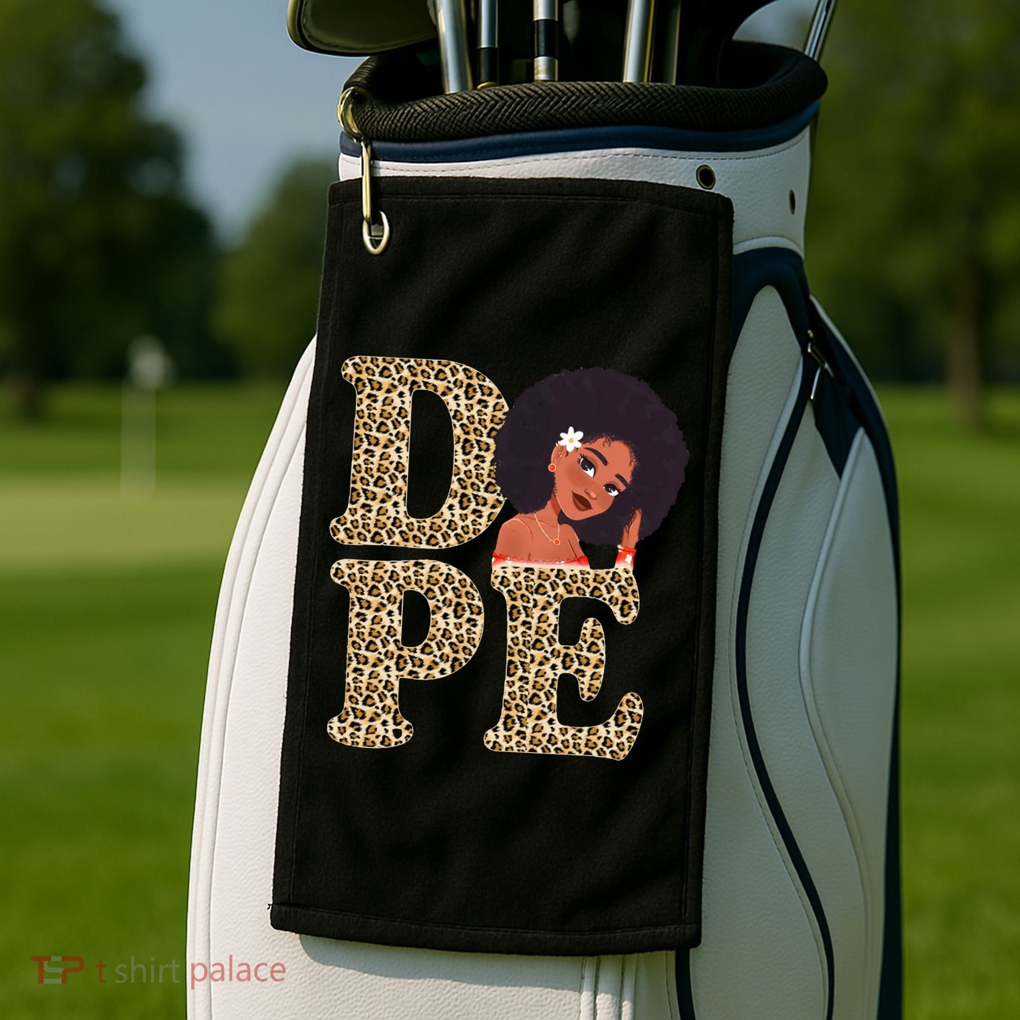 Dope Afro Lady Cute Leopard Golf Towel