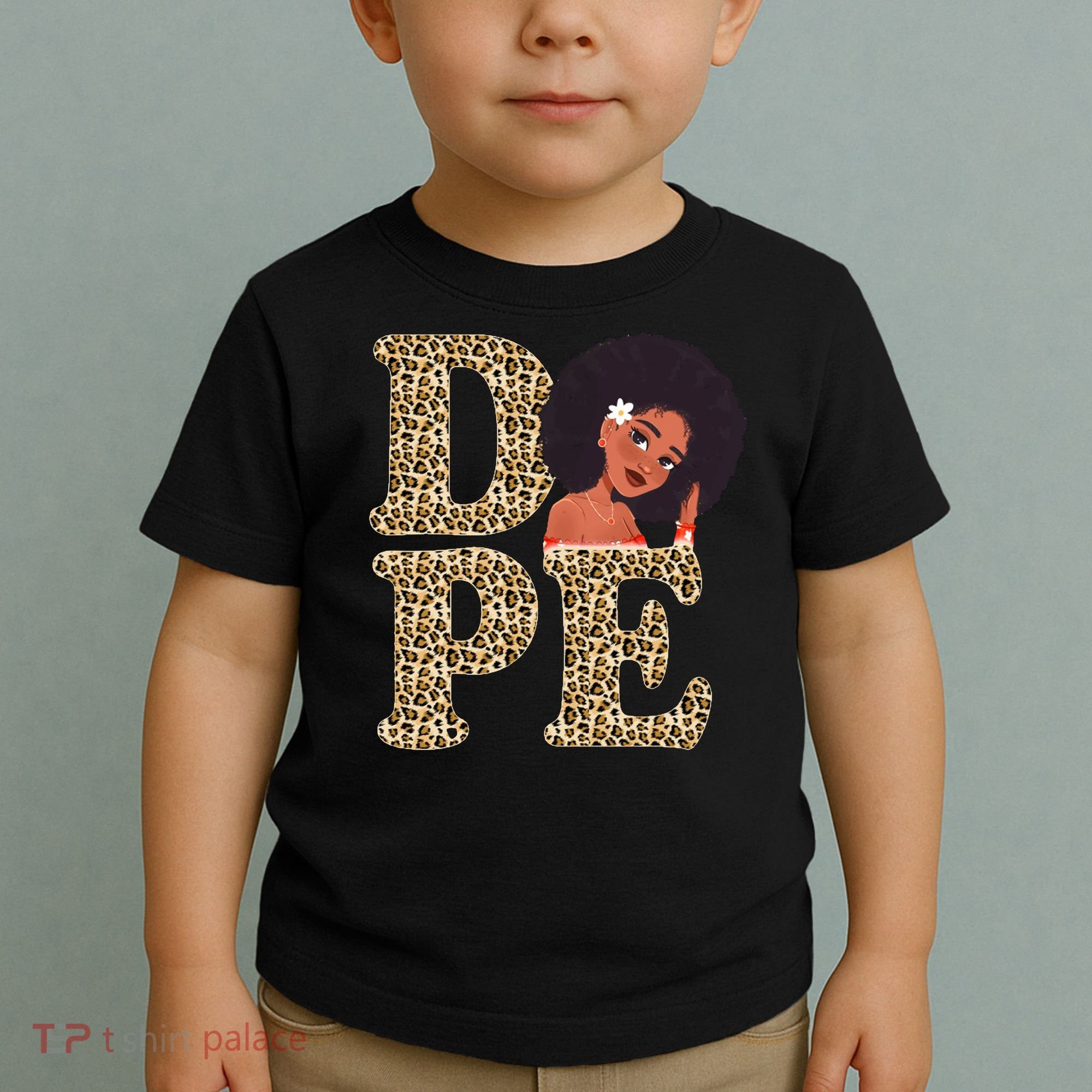 Dope Afro Lady Cute Leopard Toddler T-Shirt