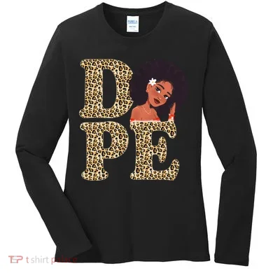 Dope Afro Lady Cute Leopard Women's Long Sleeve Shirt