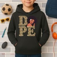 Dope Afro Lady Cute Leopard Kids Hoodie thumb 2