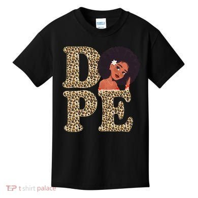 Dope Afro Lady Cute Leopard Kids T-Shirt