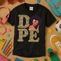 Dope Afro Lady Cute Leopard Kids T-Shirt thumb 3