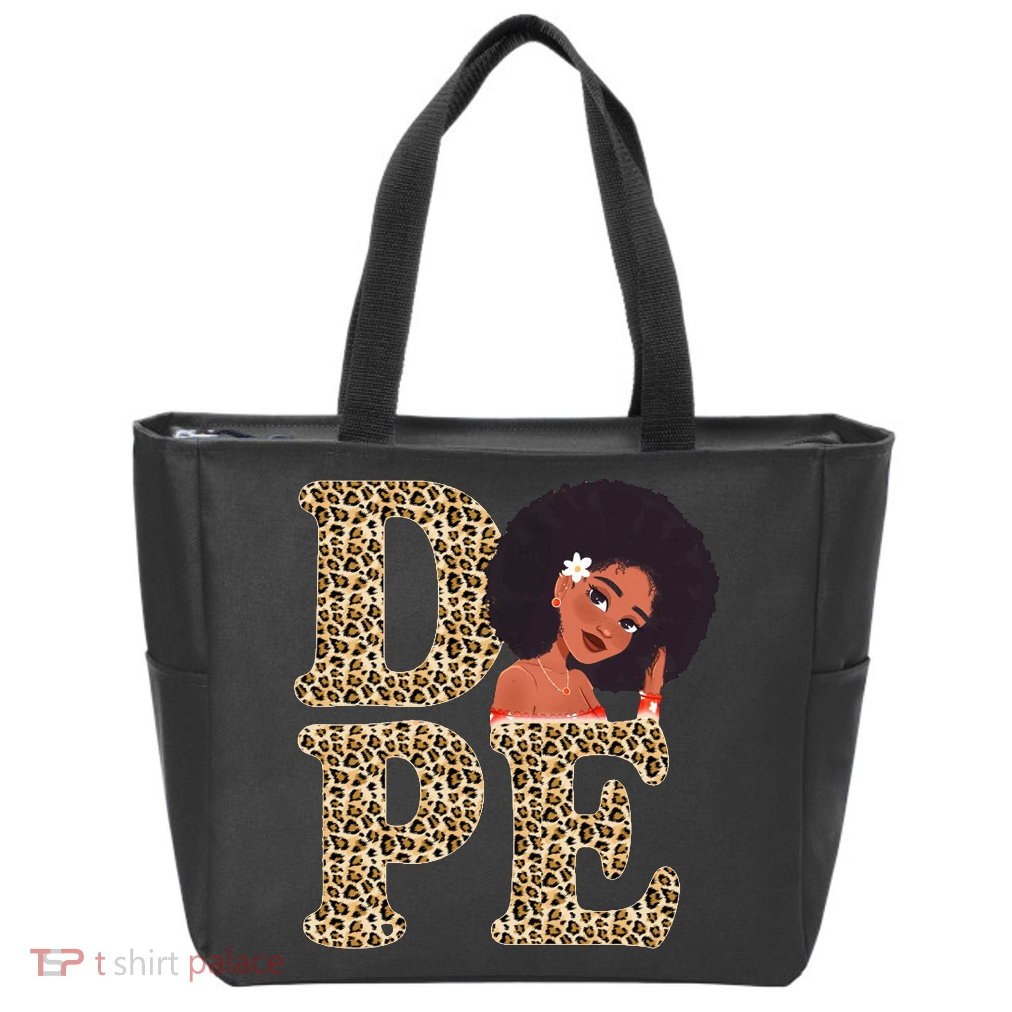 Dope Afro Lady Cute Leopard Tote Bag