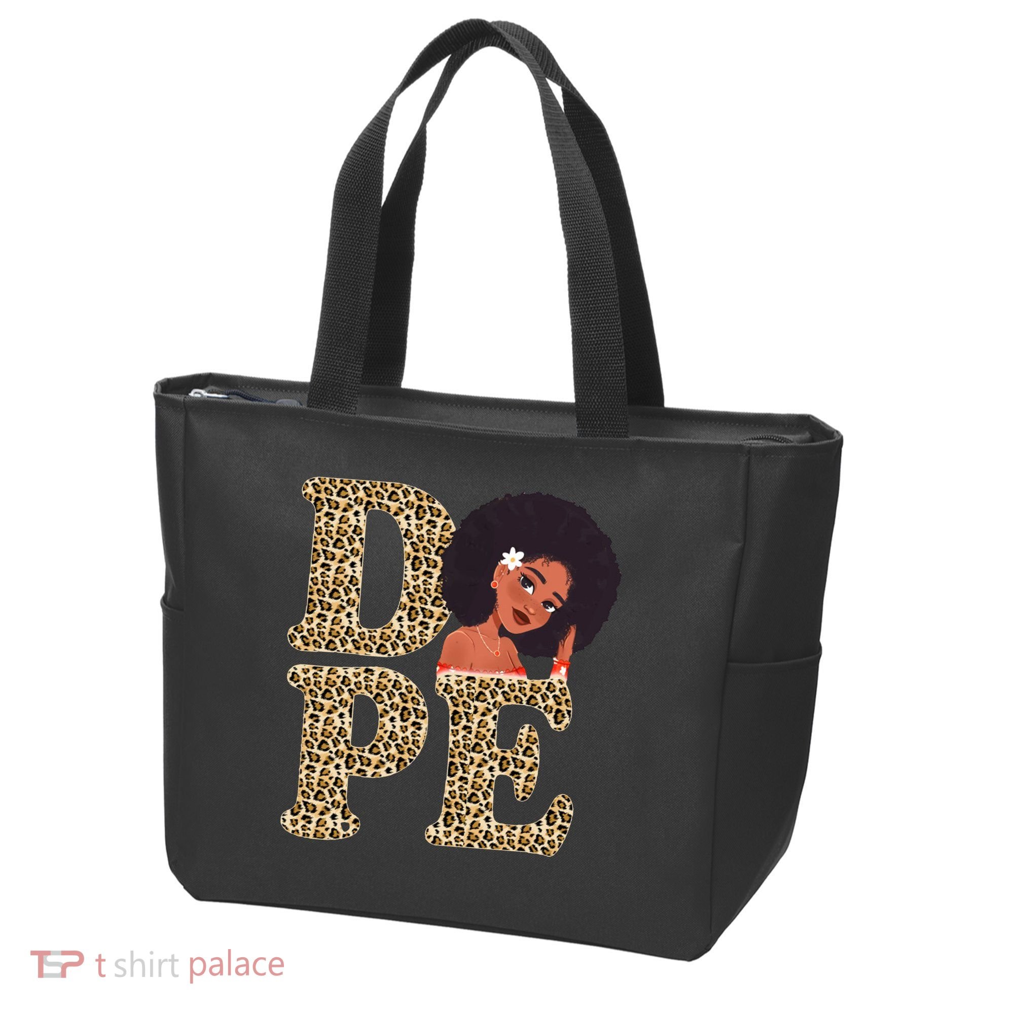 Dope Afro Lady Cute Leopard Tote Bag