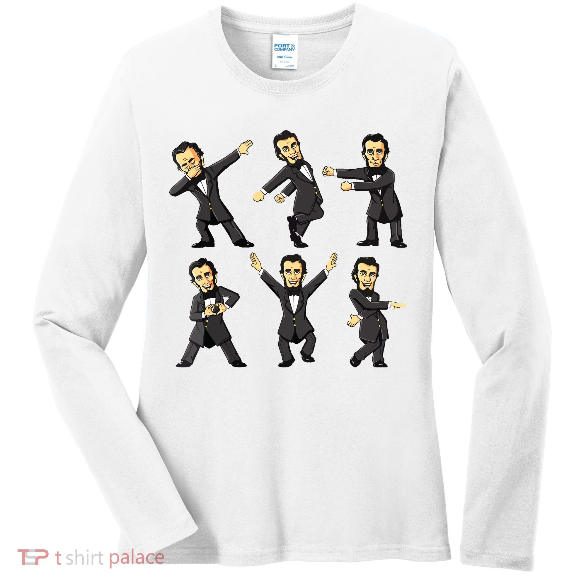 Dancing Abraham Lincoln 4th Of July Women's Long Sleeve Shirt