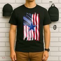 Dallas Football Fan USA American Flag T-Shirt thumb 6