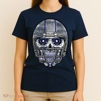 Dallas Football Halloween Skull T-Shirt thumb 4