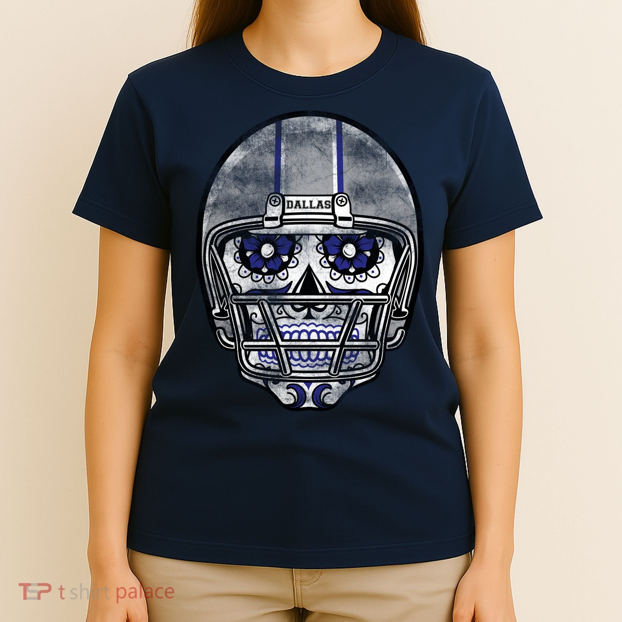 Dallas Football Halloween Skull T-Shirt