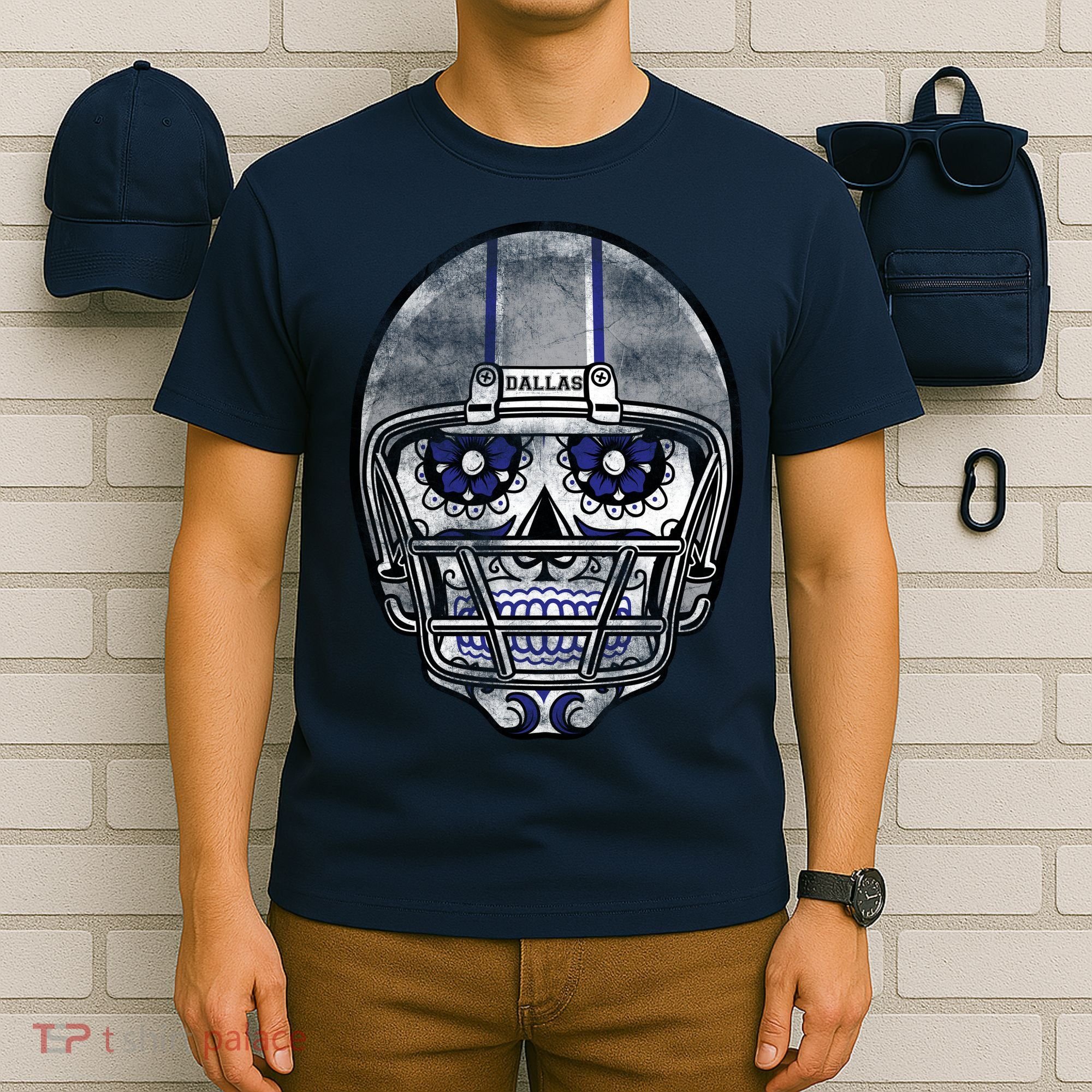 Dallas Football Halloween Skull T-Shirt