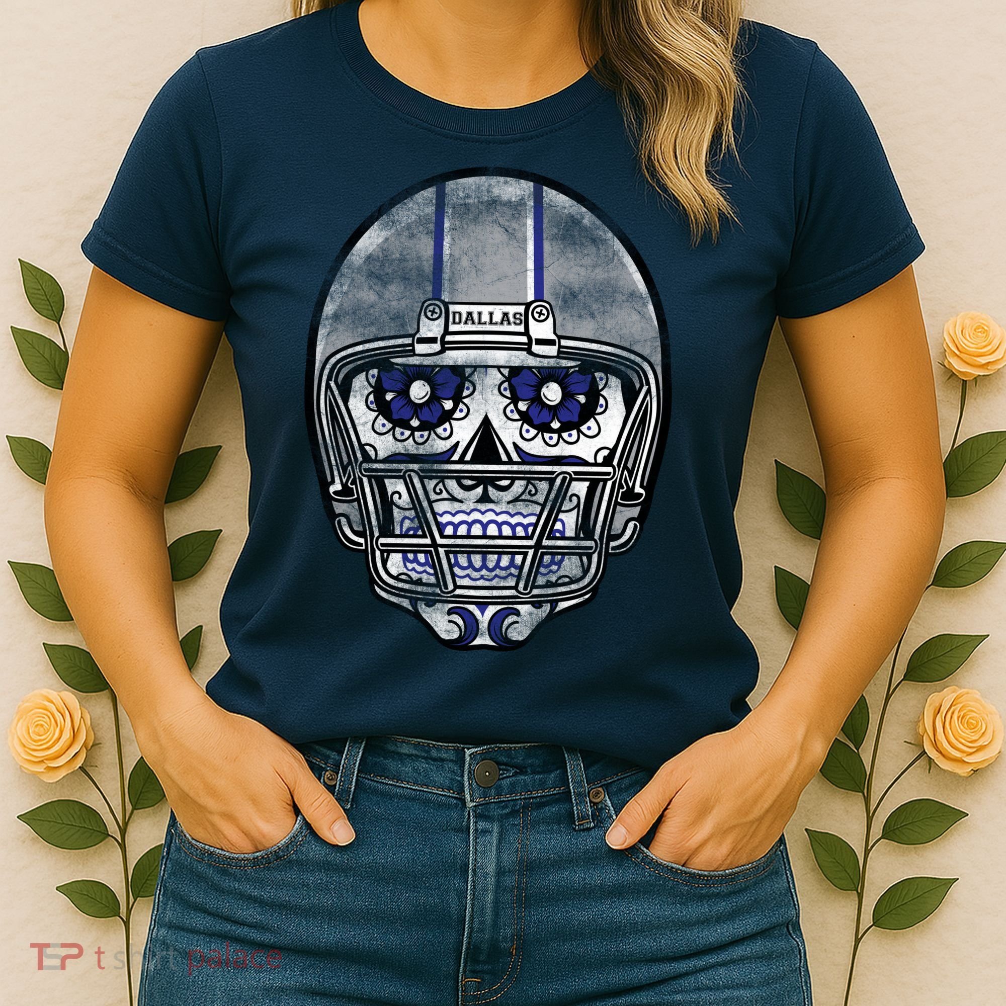 Dallas Football Halloween Skull Women's T-Shirt