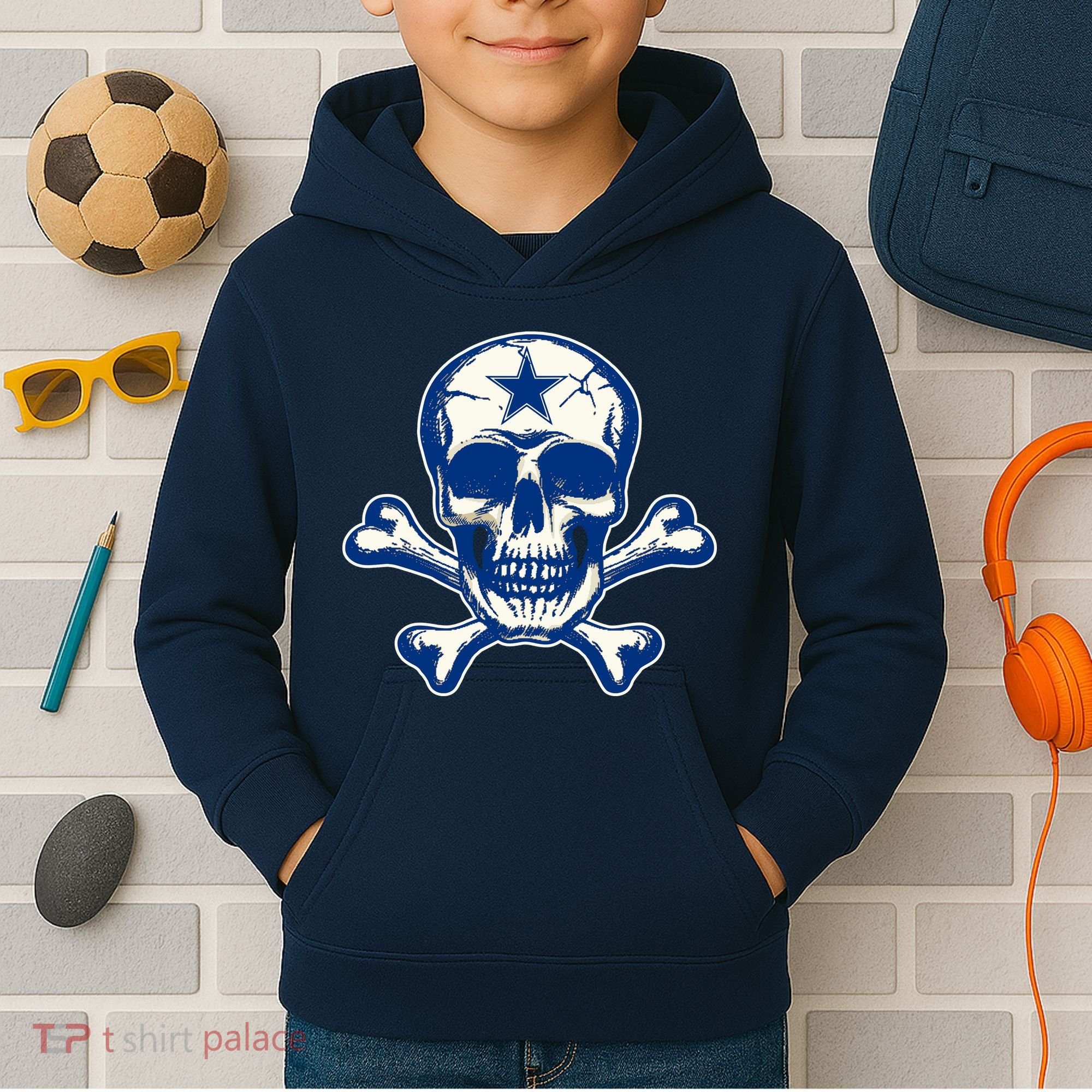 Dallas Skull Crossbones Star Fan Pride Kids Hoodie
