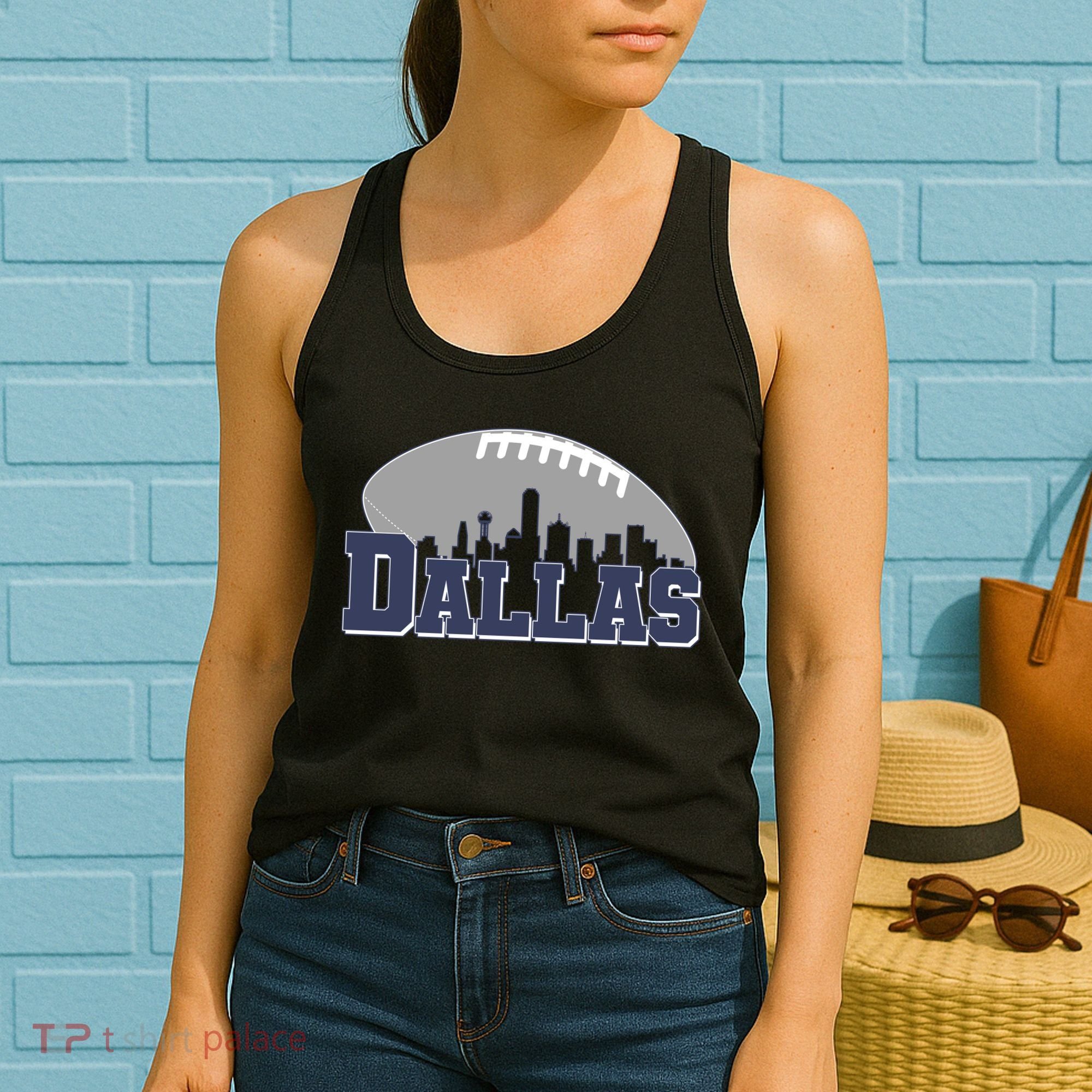 Dallas Texas Skyline City Football Fan Women's Tank Top