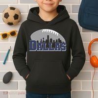 Dallas Texas Skyline City Football Fan Kids Hoodie thumb 2