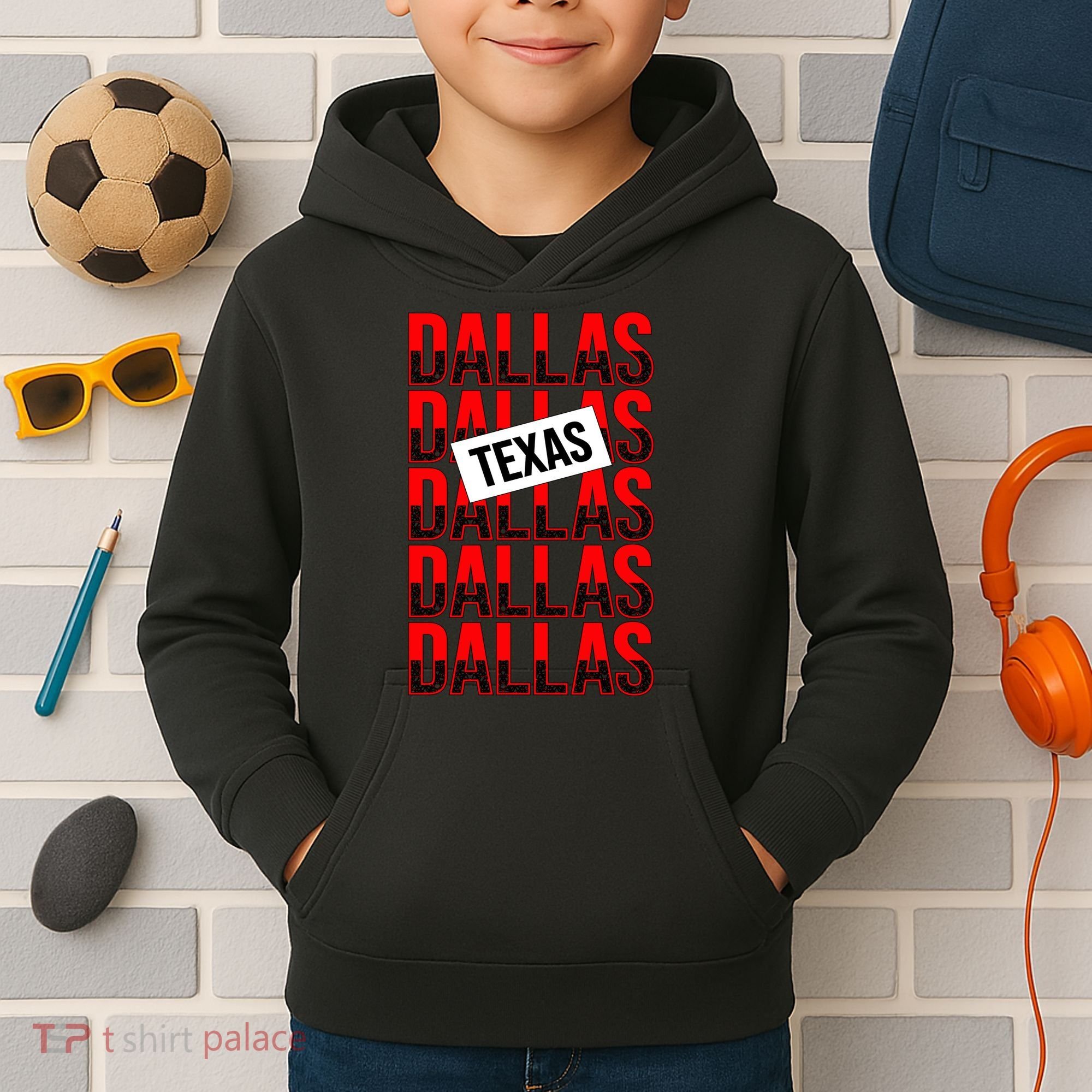 Dallas Texas Typography Kids Hoodie