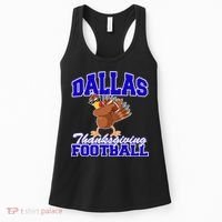 Dallas Thanksgiving Football Funny Dabbing Turkey Women's Tank Top thumb 0