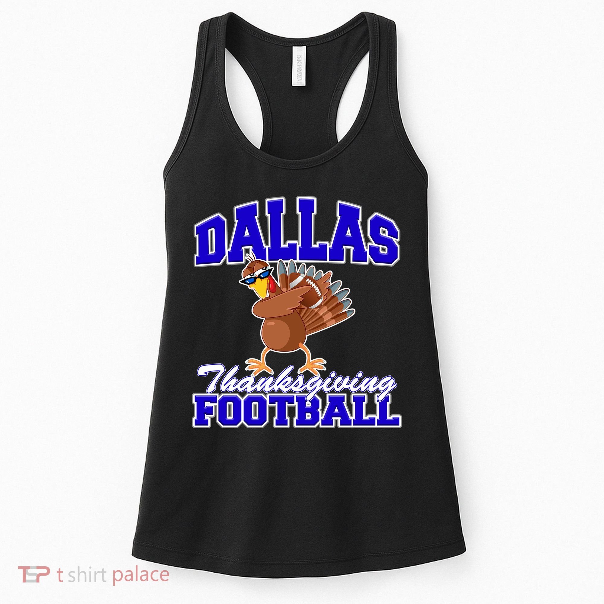 Dallas Thanksgiving Football Funny Dabbing Turkey Women's Tank Top