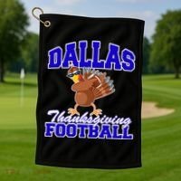 Dallas Thanksgiving Football Funny Dabbing Turkey Golf Towel thumb 1