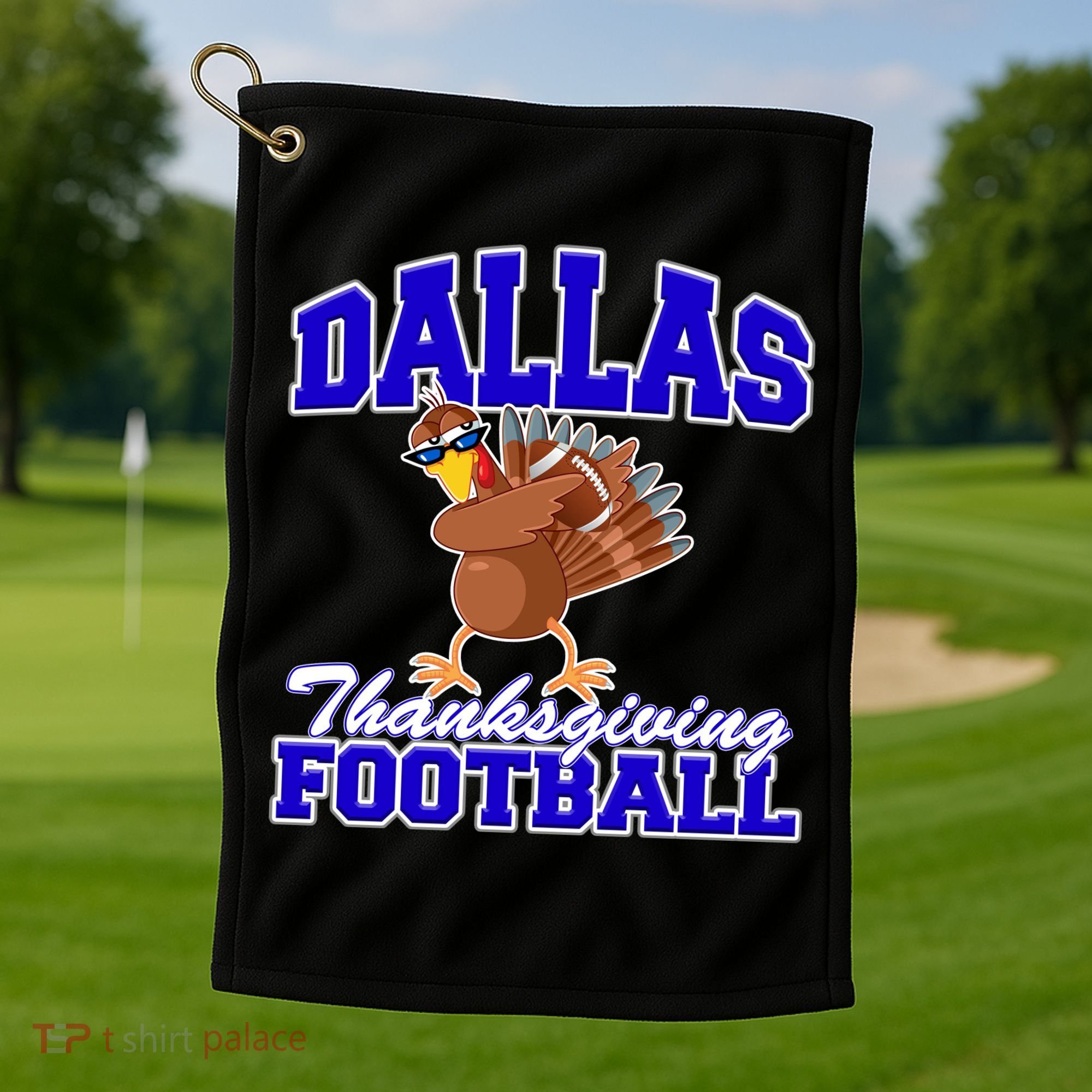 Dallas Thanksgiving Football Funny Dabbing Turkey Golf Towel