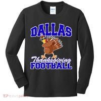 Dallas Thanksgiving Football Funny Dabbing Turkey Kids Long Sleeve Shirt thumb 0
