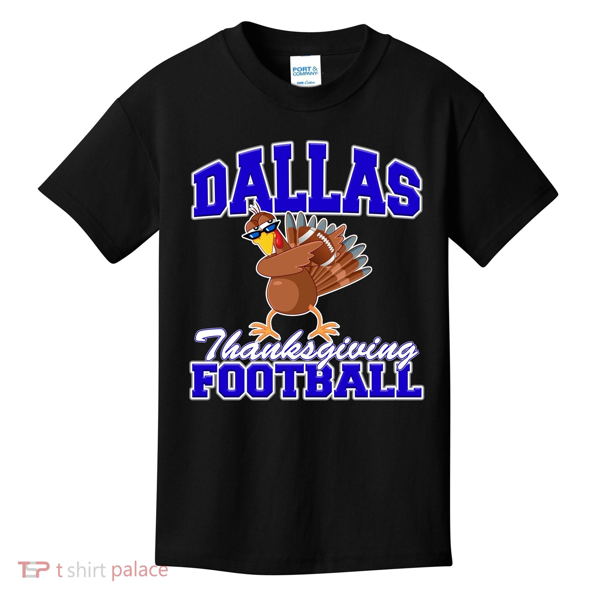 Dallas Thanksgiving Football Funny Dabbing Turkey Kids T-Shirt